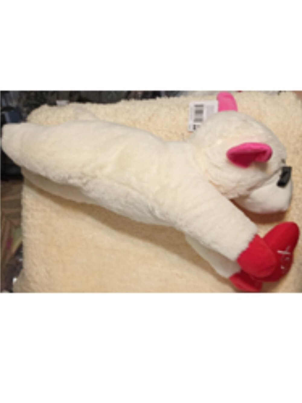 NWT~ Multipet's Jumbo Valentines Plush Lamb Chop Dog Toy w/ Red 3-D Heart "XOXO" - Picture 5 of 12